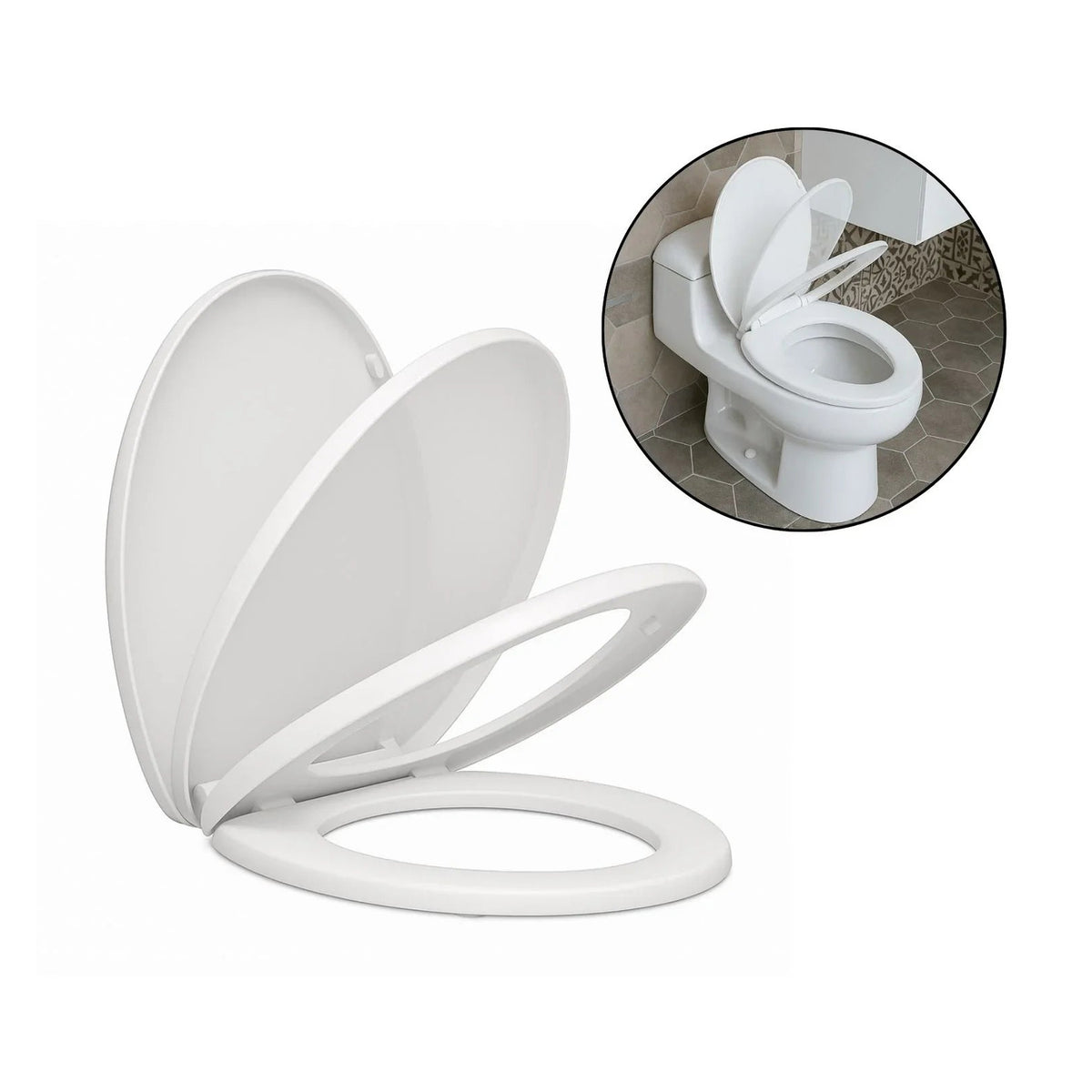 Tapa Asiento Sanitario Alongado Blanco Caida Lenta - imagen 1