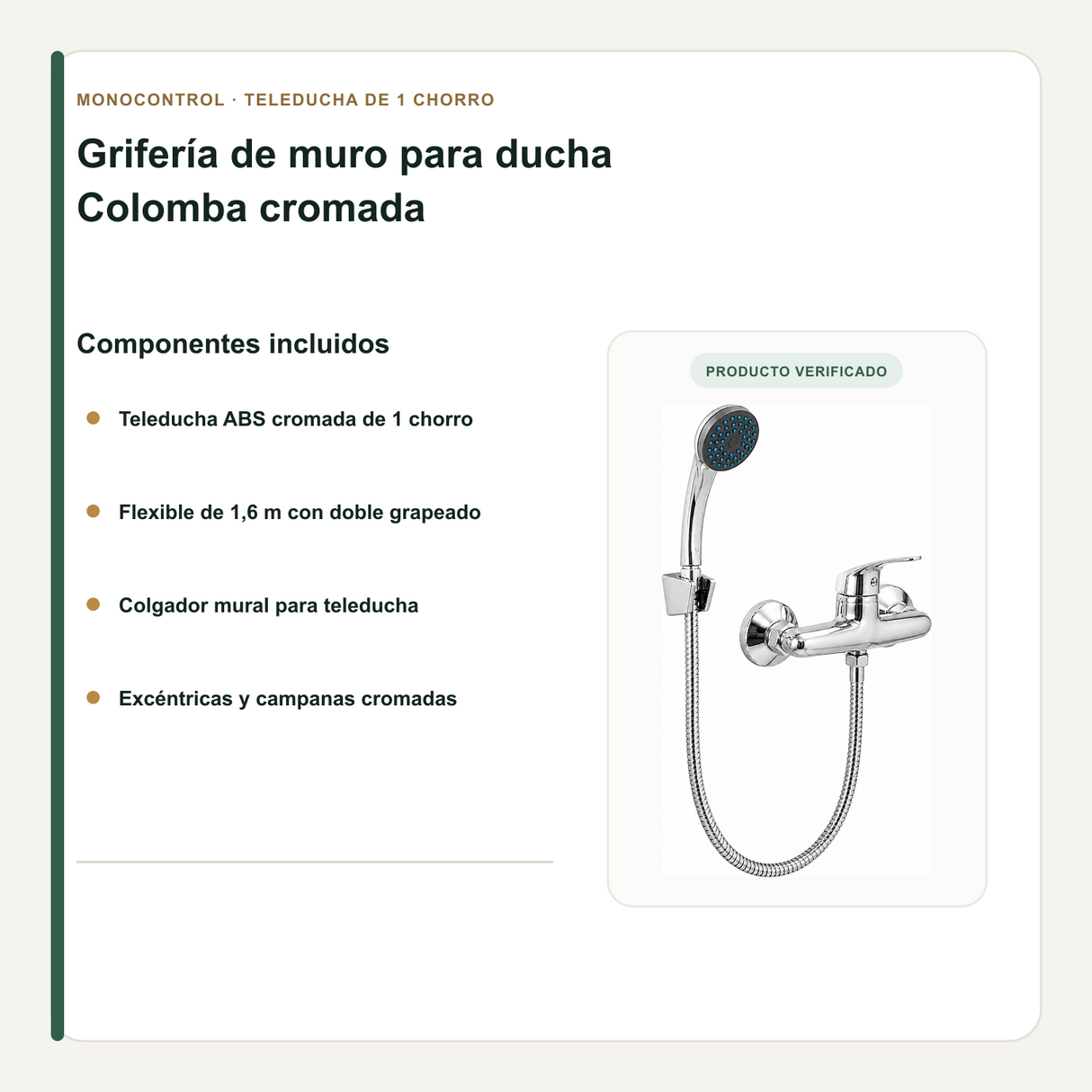 Teleducha, flexible, colgador y accesorios incluidos