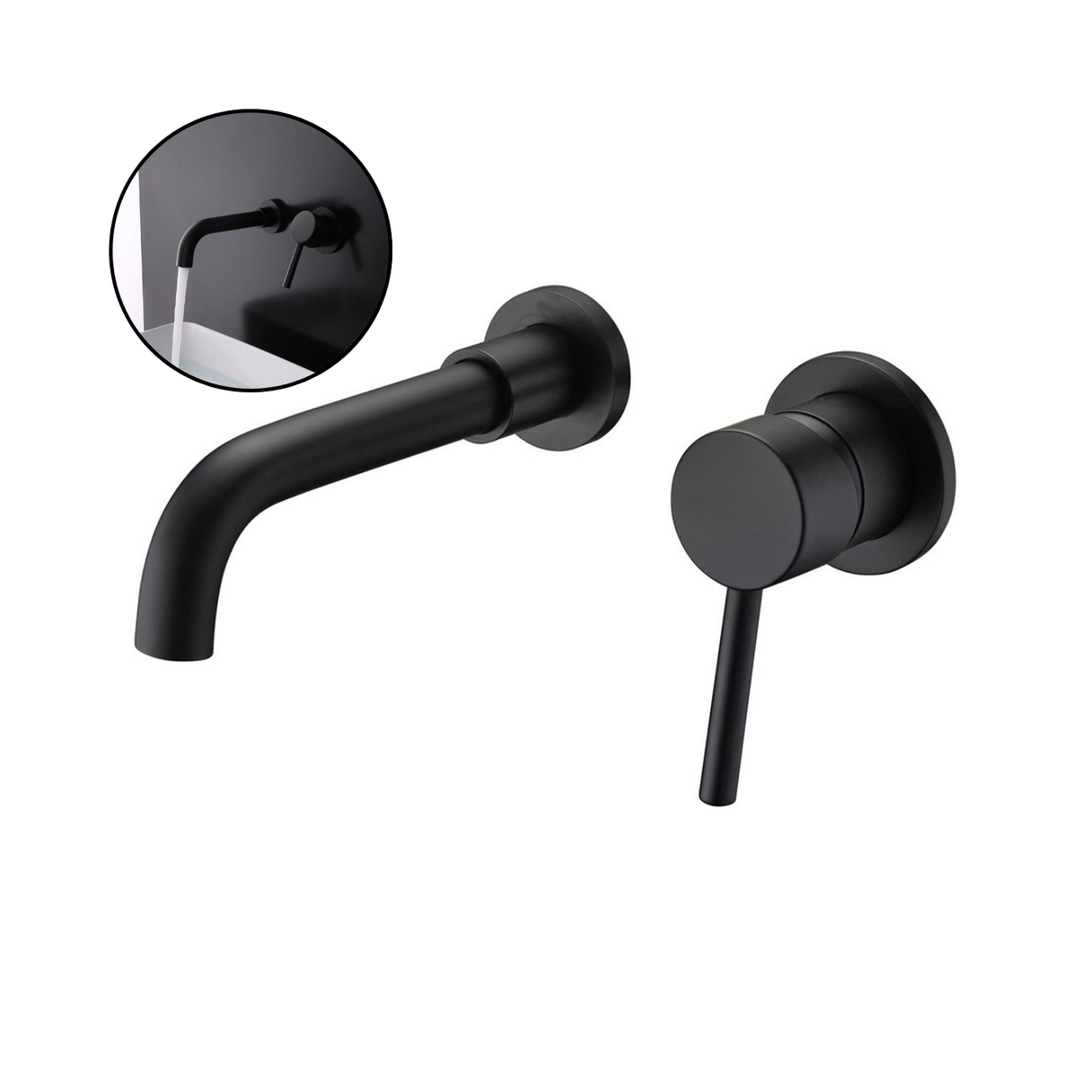 Grifería Monocontrol Lavamanos Pared Negro Mate Vintage