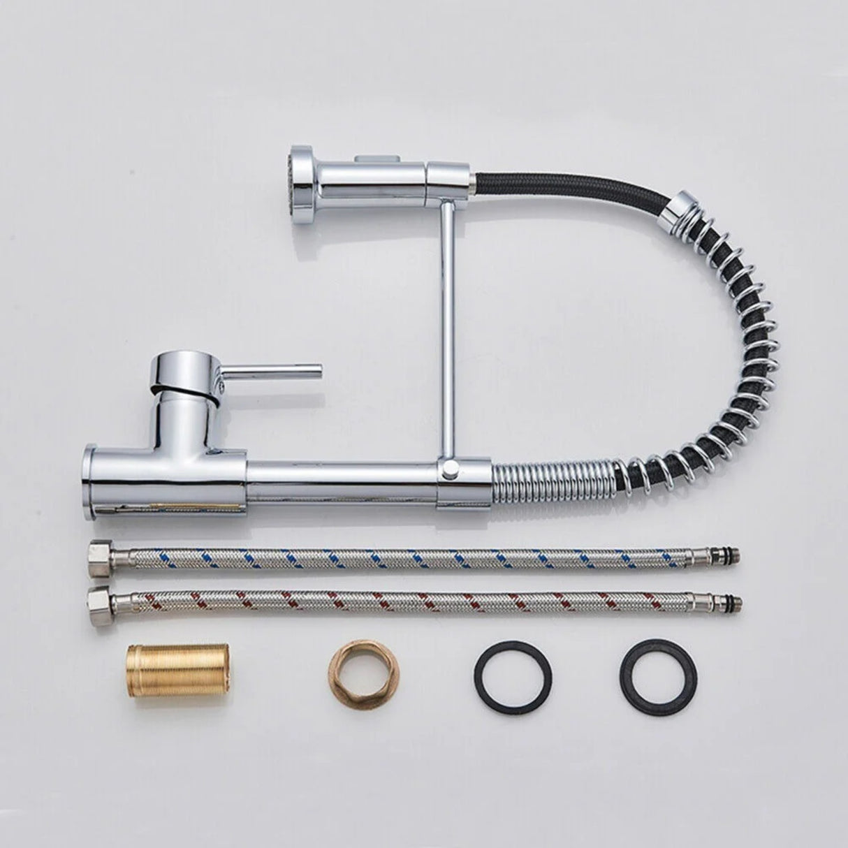 Griferia Lavaplatos Espiral Industrial Cabezal Movil Cromado