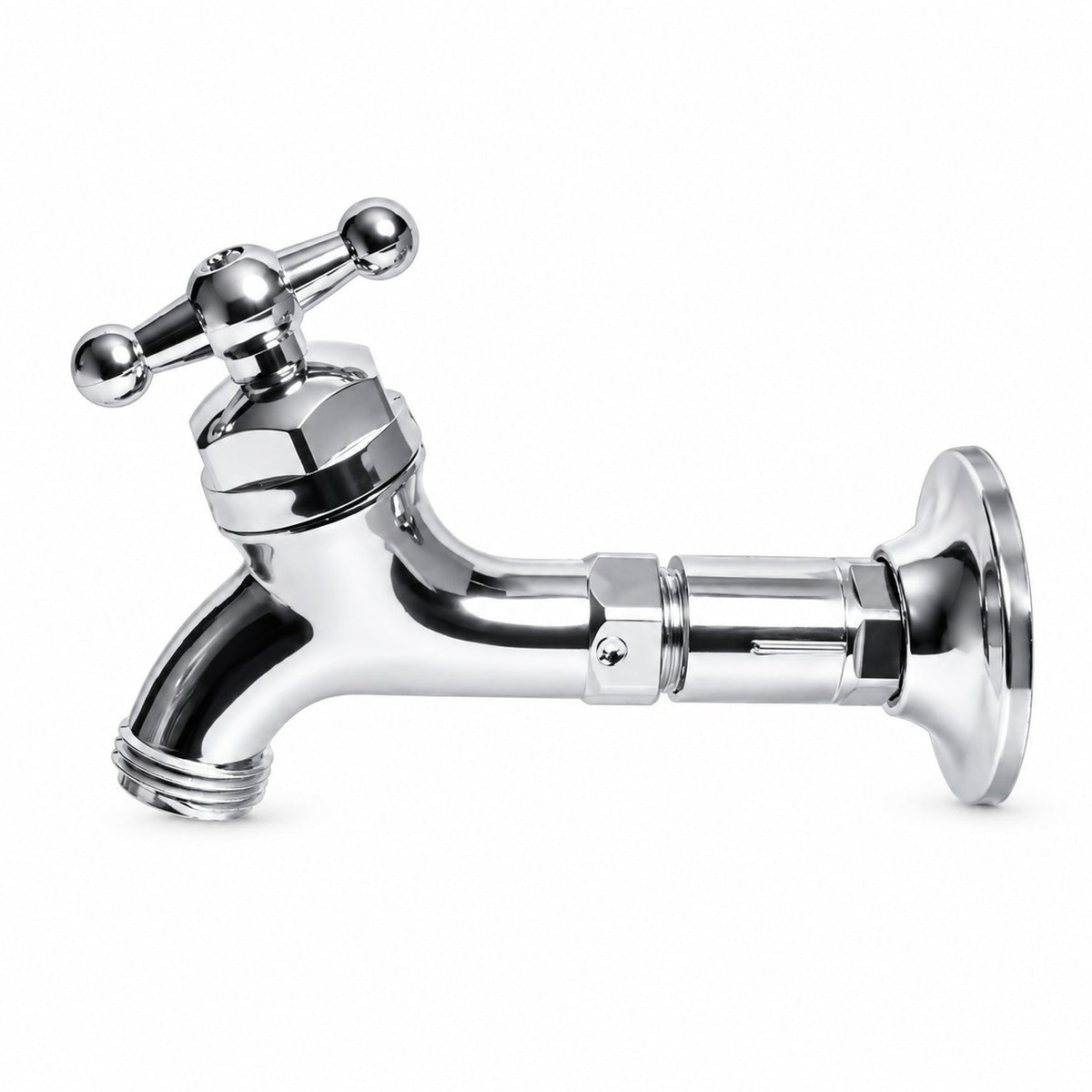 Llave Para Manguera Con Extensión Cromada — producto completo sobre fondo blanco uniforme