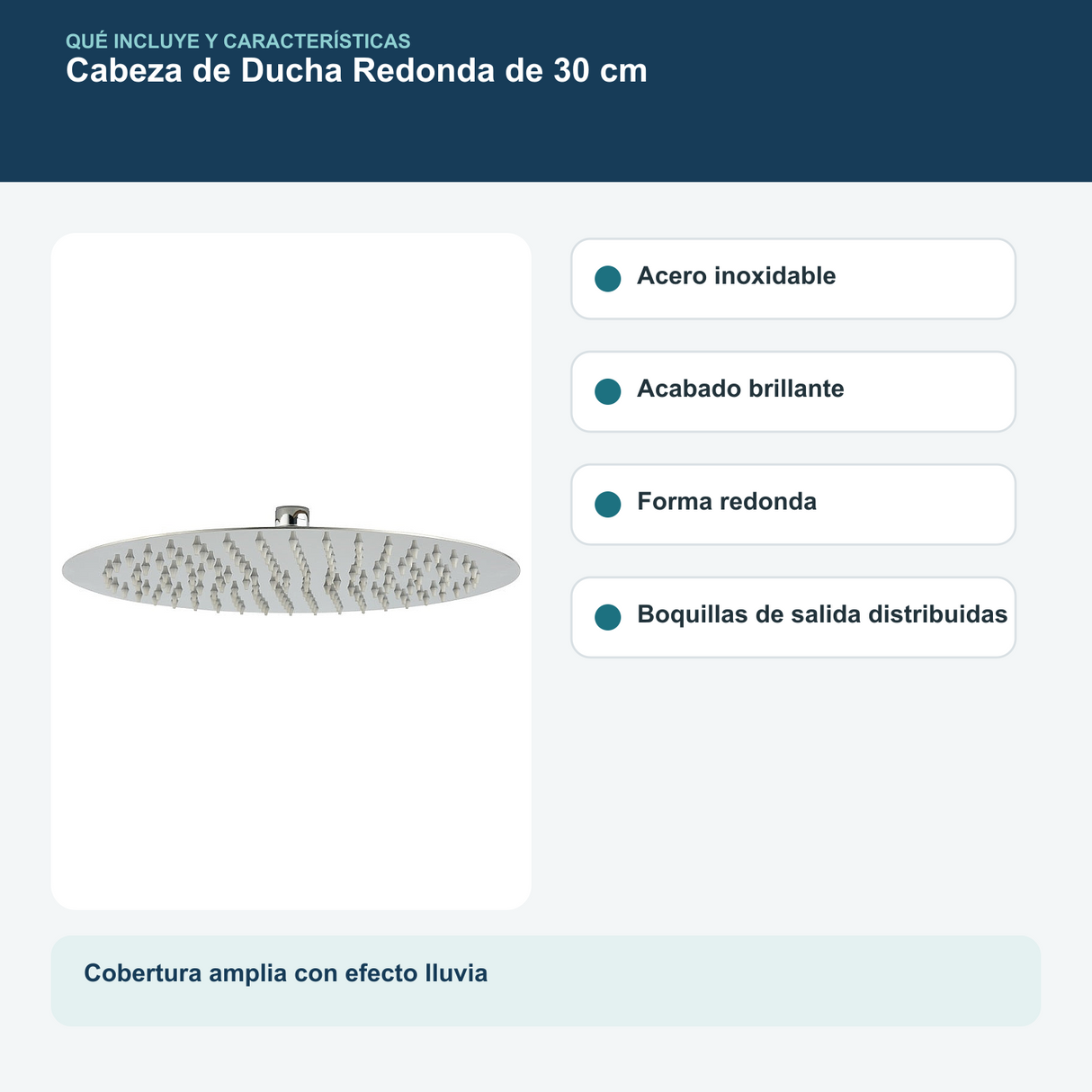 Características del cabezal redondo de acero inoxidable