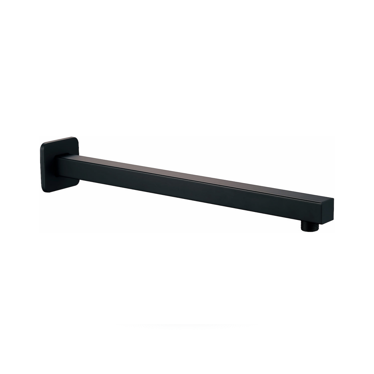 Brazo de Ducha Negro de Acero Inoxidable de 40 cm completo sobre fondo blanco profesional