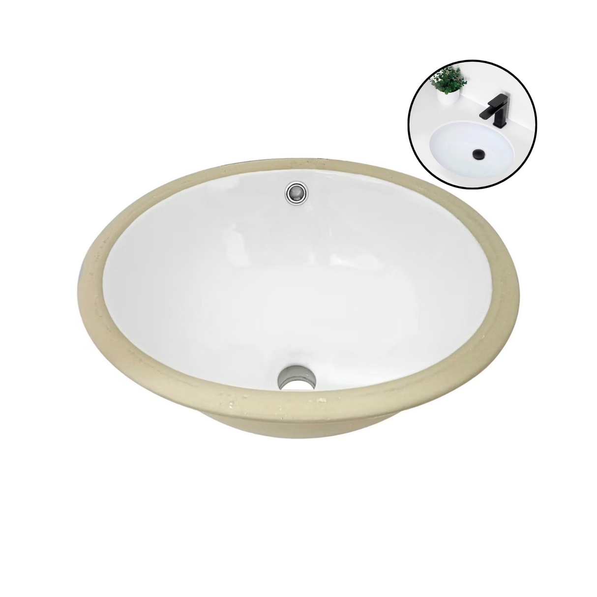 Lavamanos Blanco En Porcelana Diseño Redondo 33 Centímetros