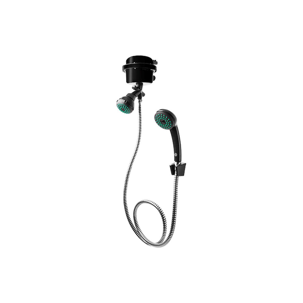 Producto sobre fondo blanco: Ducha Eléctrica Victory Dirigible Negra Kit 220V