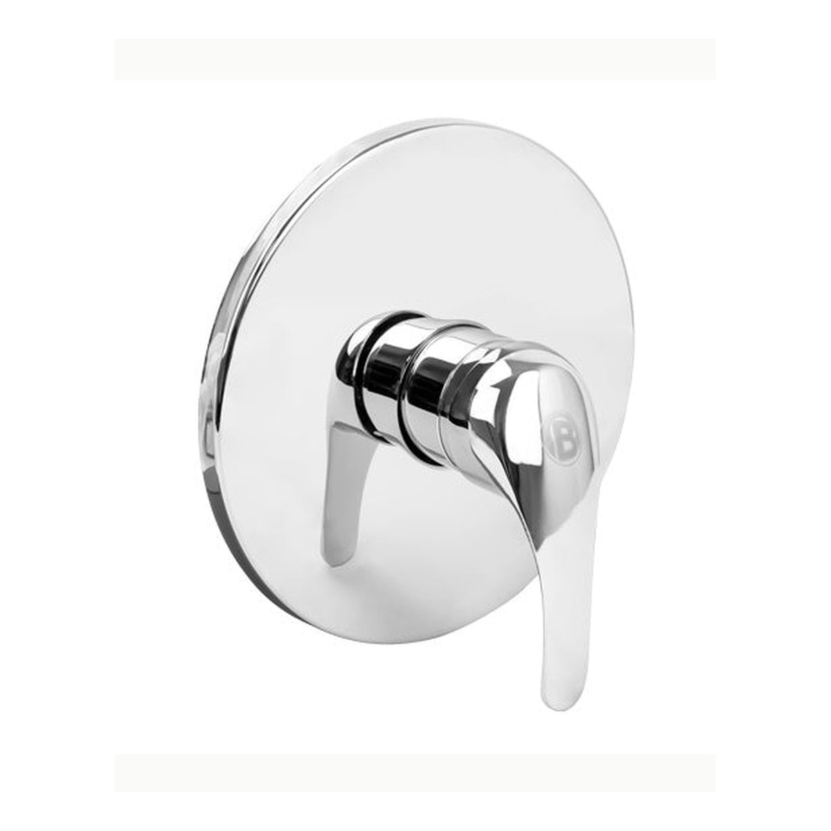 Registro monocontrol para ducha con escudo redondo en acero inoxidable sobre fondo claro