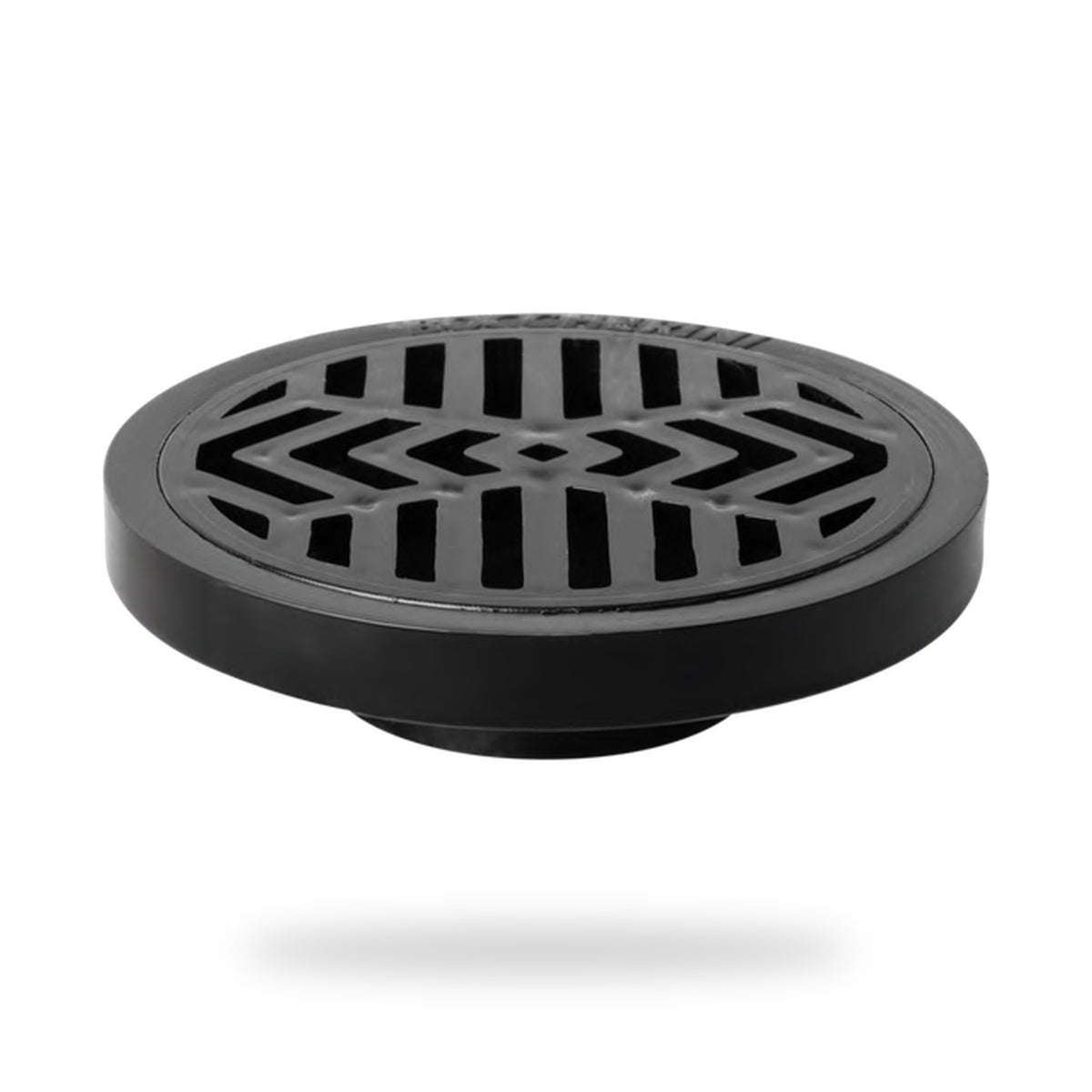 Rejilla De Piso En PVC Negra Con Diseño Radial 3 × 1,5 cm - producto sobre fondo blanco