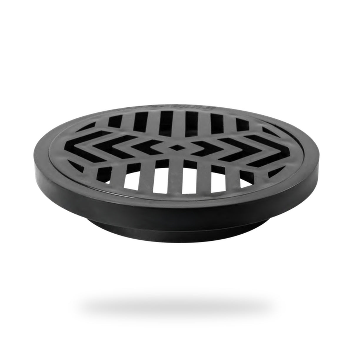 Rejilla De Piso En PVC Negra Con Diseño Radial 4 × 3 cm - producto sobre fondo blanco