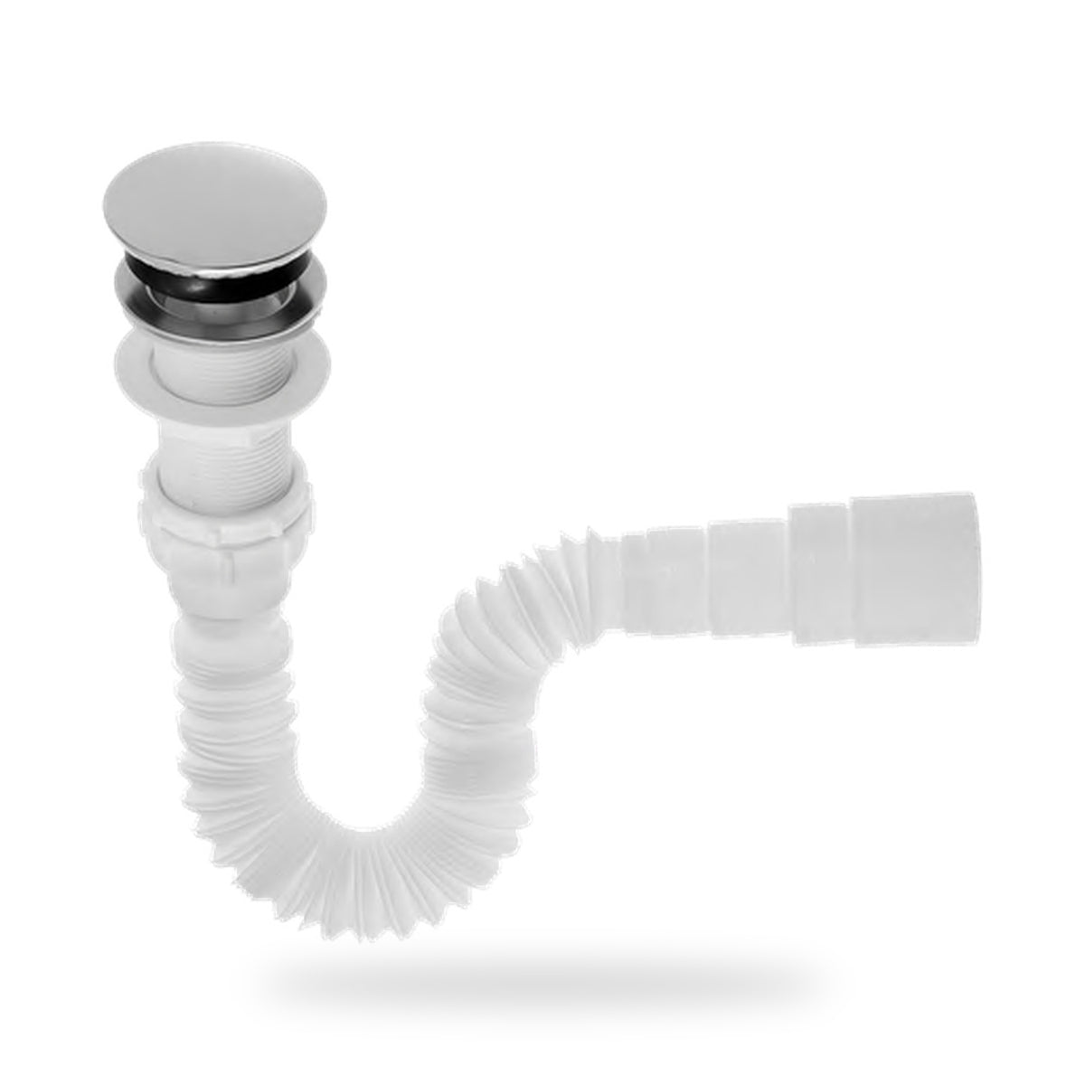 Sifón Flexible Con Push Para Lavamanos Blanco Y Cromado - imagen 3