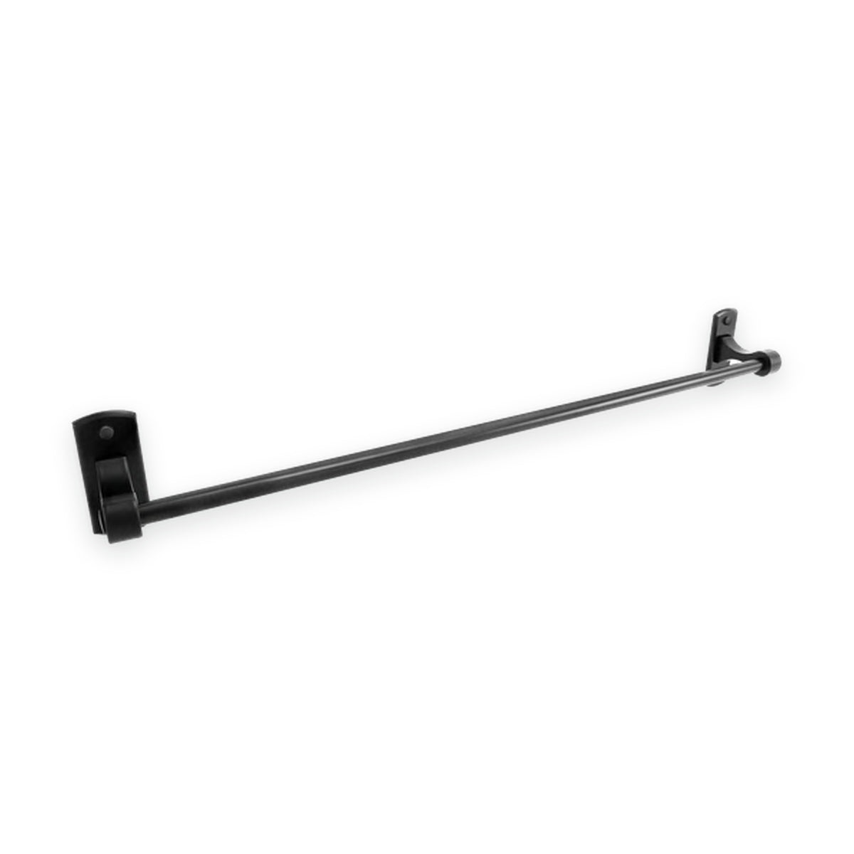 Toallero de barra de 60 cm en aluminio negro sobre fondo blanco