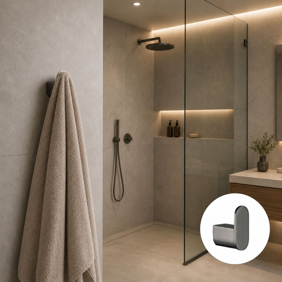 Perchero de Pared Kassel Gunmetal con Herrajes