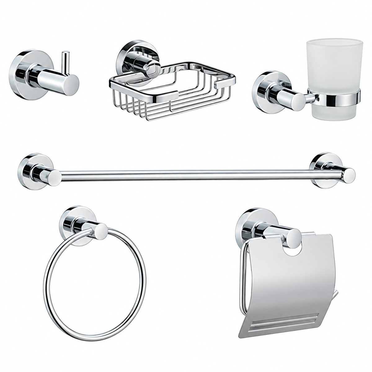 Kit de Accesorios de Baño Swertt 6 Piezas Cromado - portada
