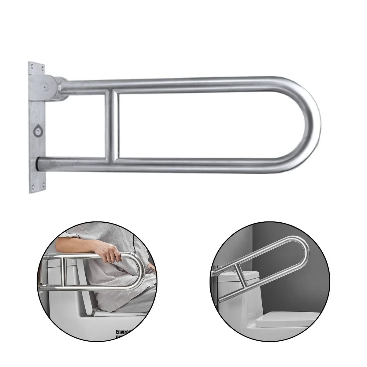 Barra de seguridad abatible de 70 cm en acero inoxidable