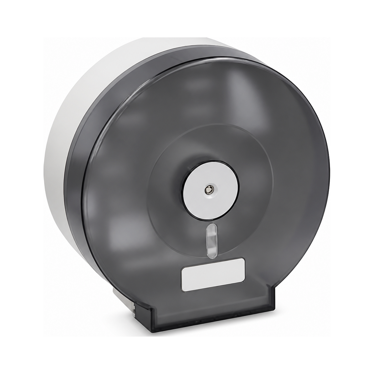 Dispensador Industrial de Papel Higiénico Acrílico con Llave completo sobre fondo blanco profesional