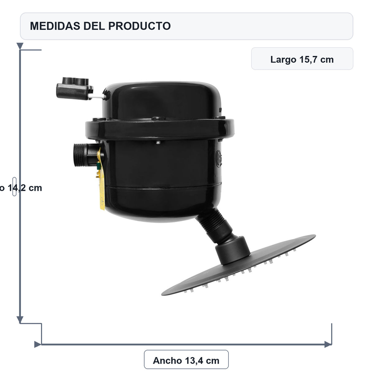 Medidas del producto: Ducha Eléctrica Victory Dirigible Negra Slim 220V
