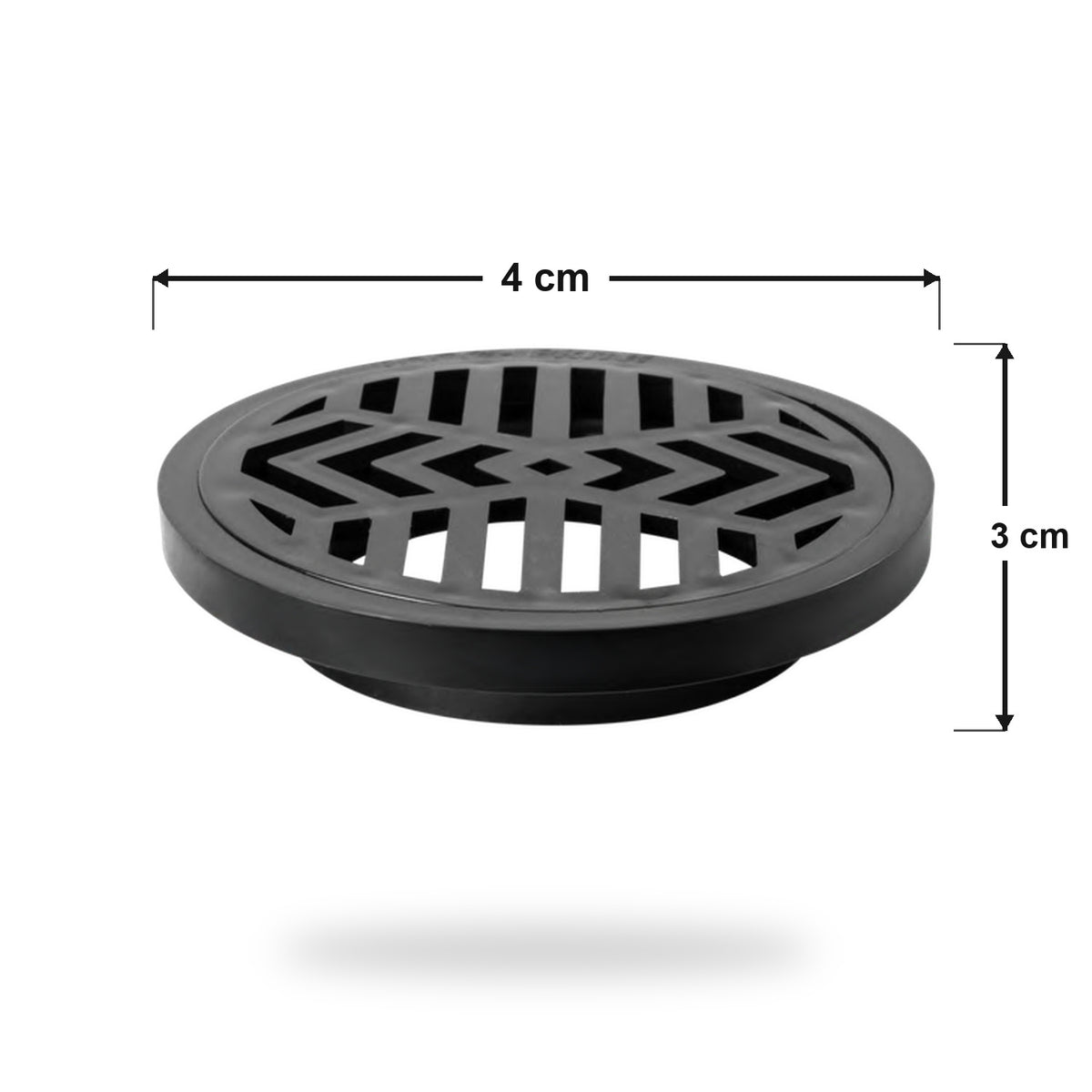 Rejilla De Piso En PVC Negra Con Diseño Radial 4 × 3 cm - medidas verificadas