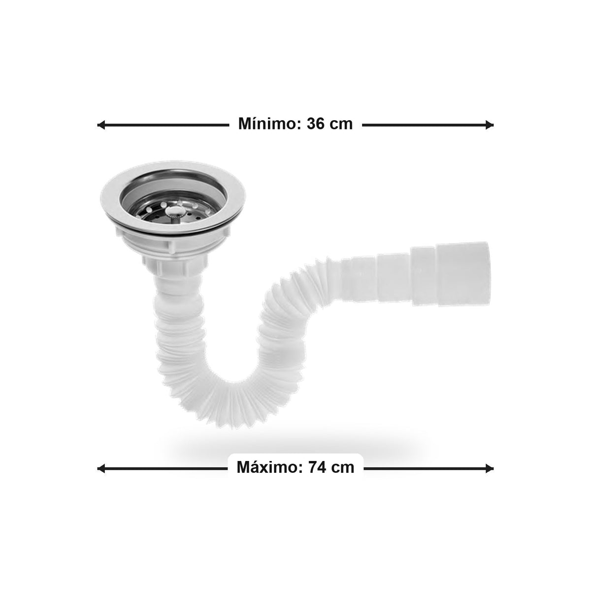 Sifón Flexible Con Canastilla Para Lavaplatos Blanco - imagen 4