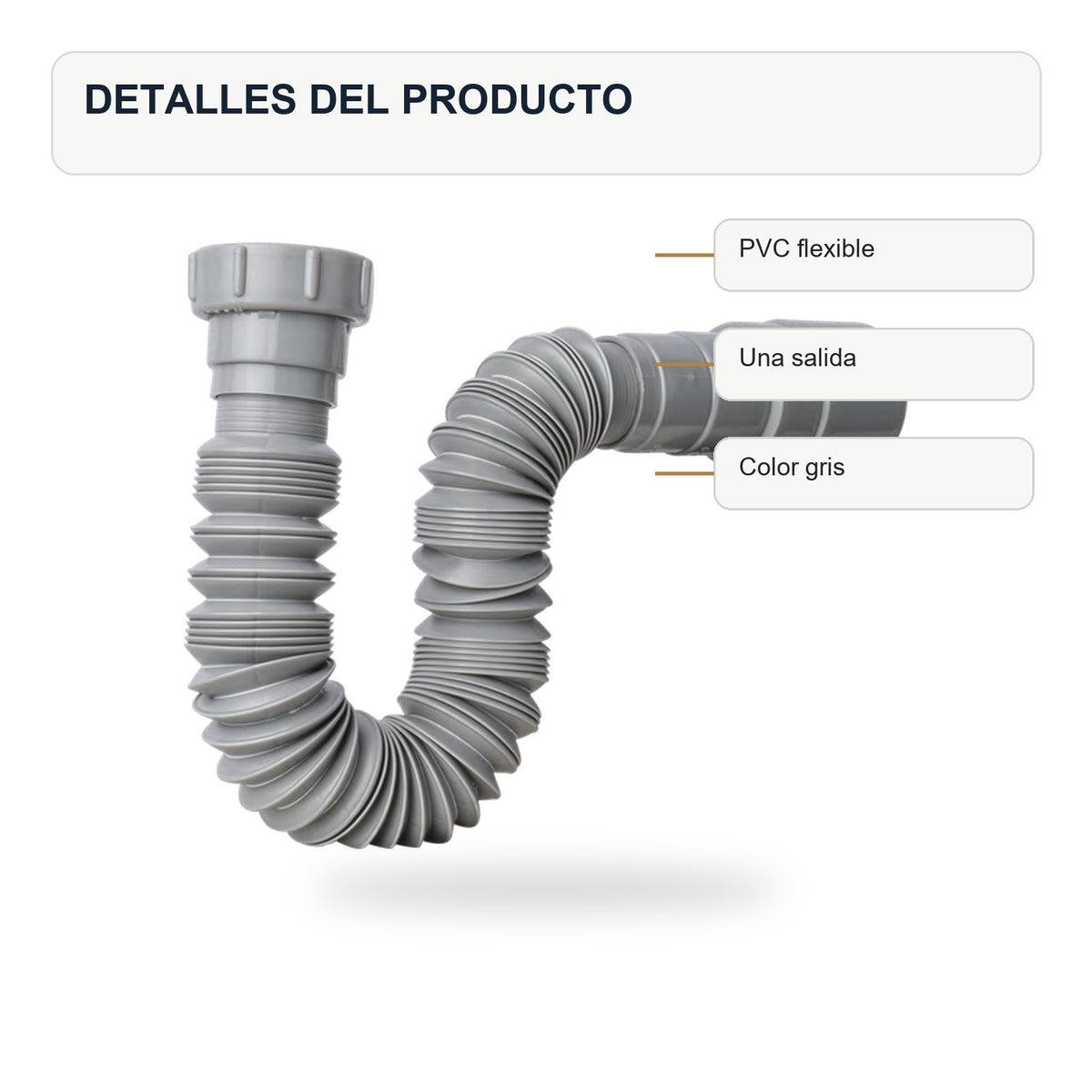 Sifón Flexible Sencillo Nacional Gris En PVC - imagen 4