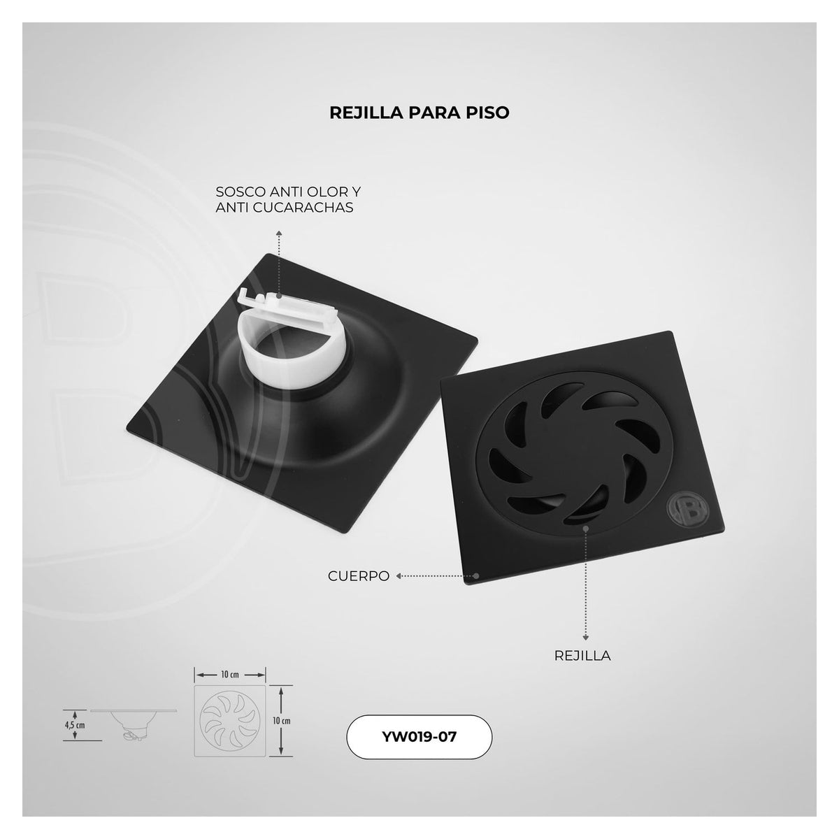 Ficha oficial de la rejilla de piso negra