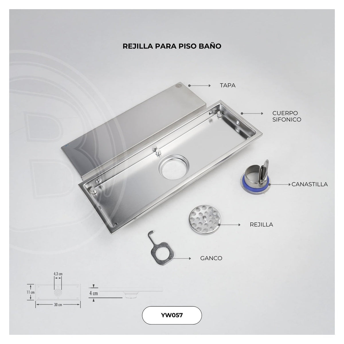 Ficha oficial de la rejilla rectangular inoxidable