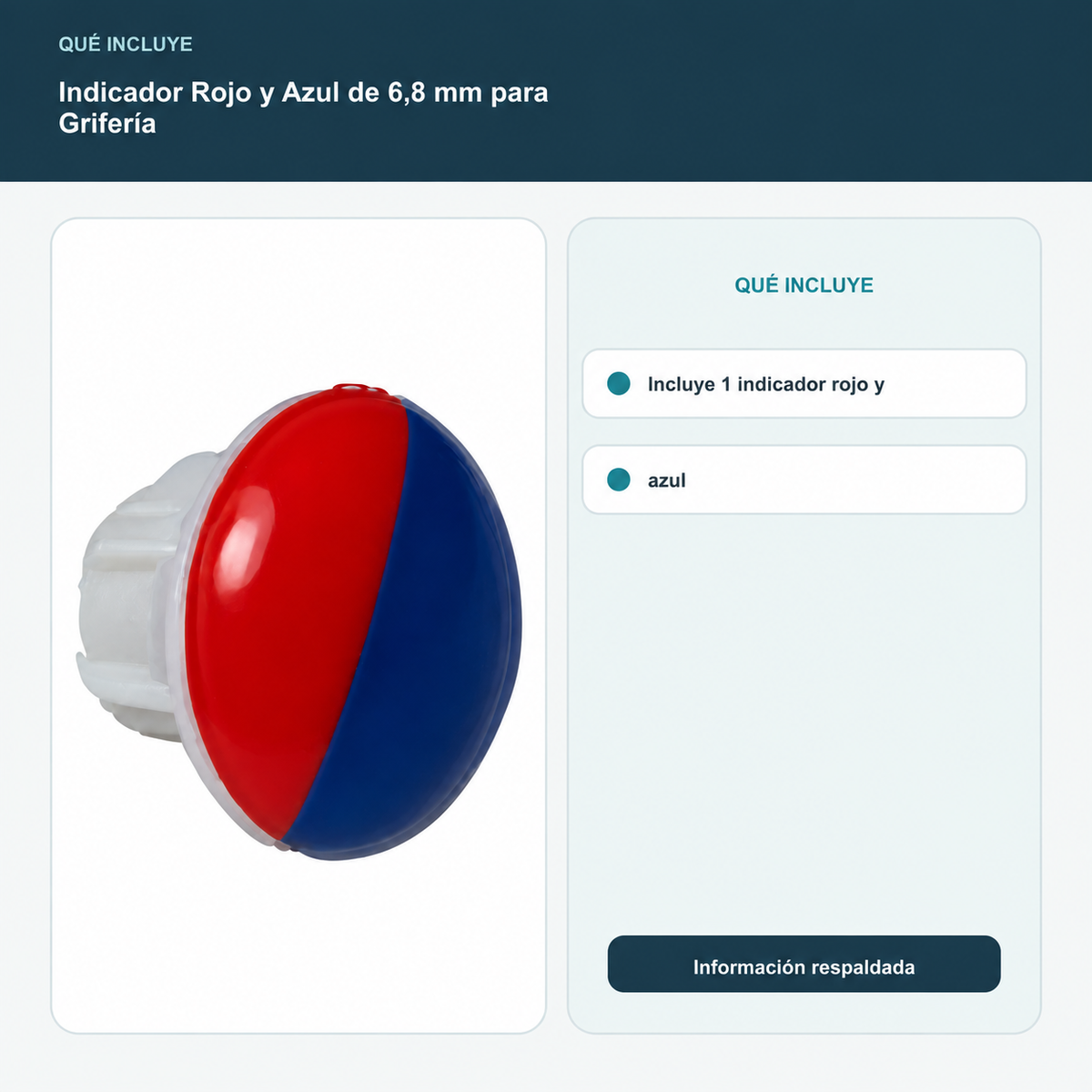 Qué incluye el indicador rojo y azul de 6,8 mm