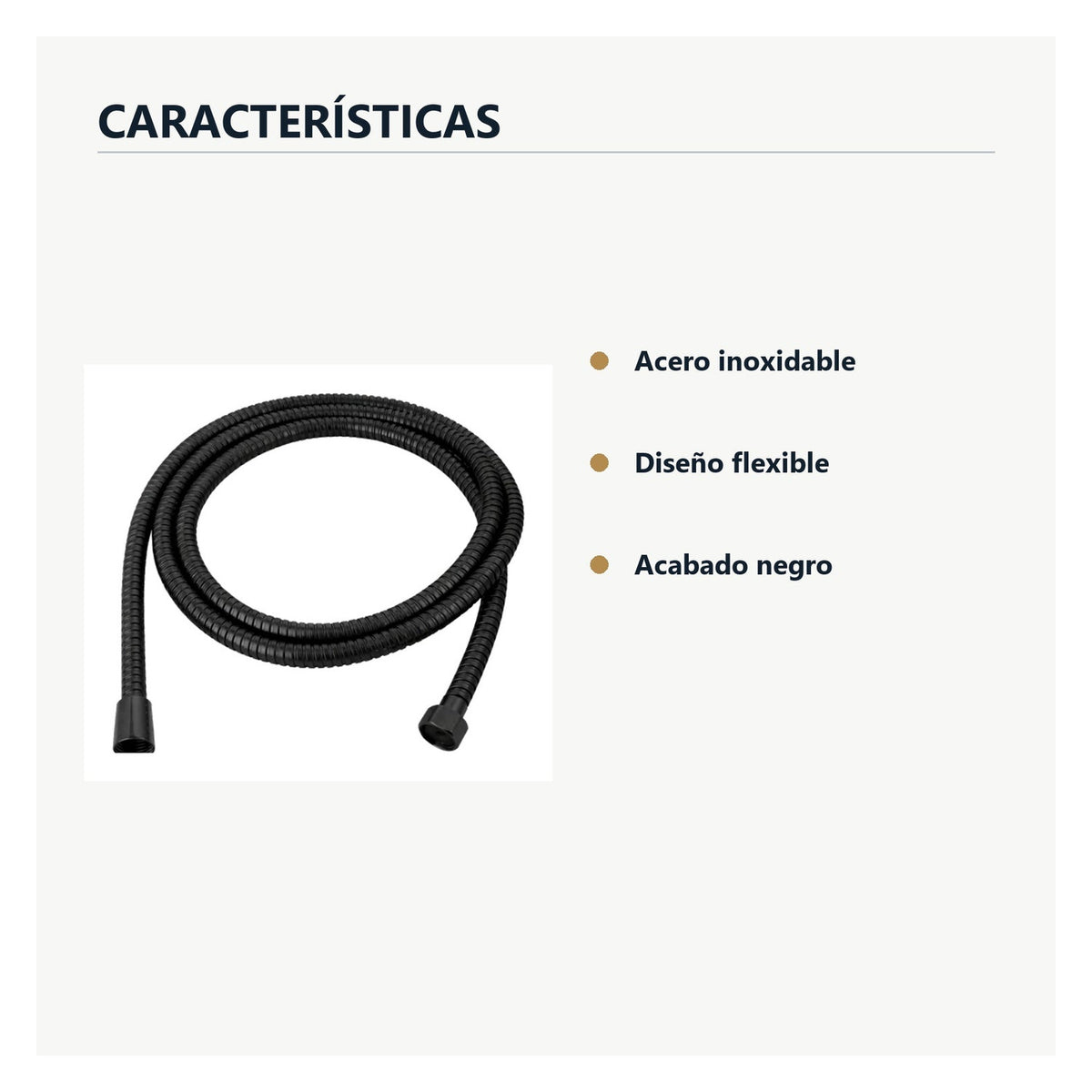 Características de manguera flexible negra para teleducha de 2 m
