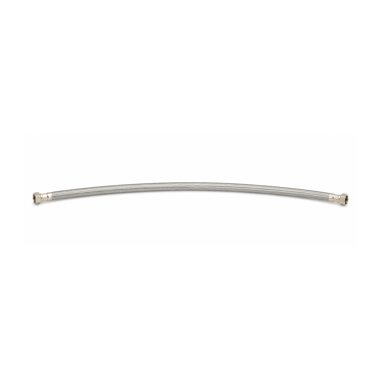 Manguera flexible para calentador de agua de 100 cm extendida sobre fondo blanco