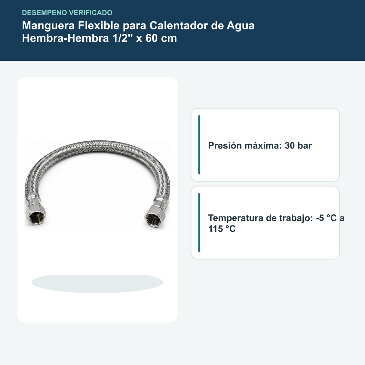 Presión y temperatura de trabajo de manguera flexible para calentador
