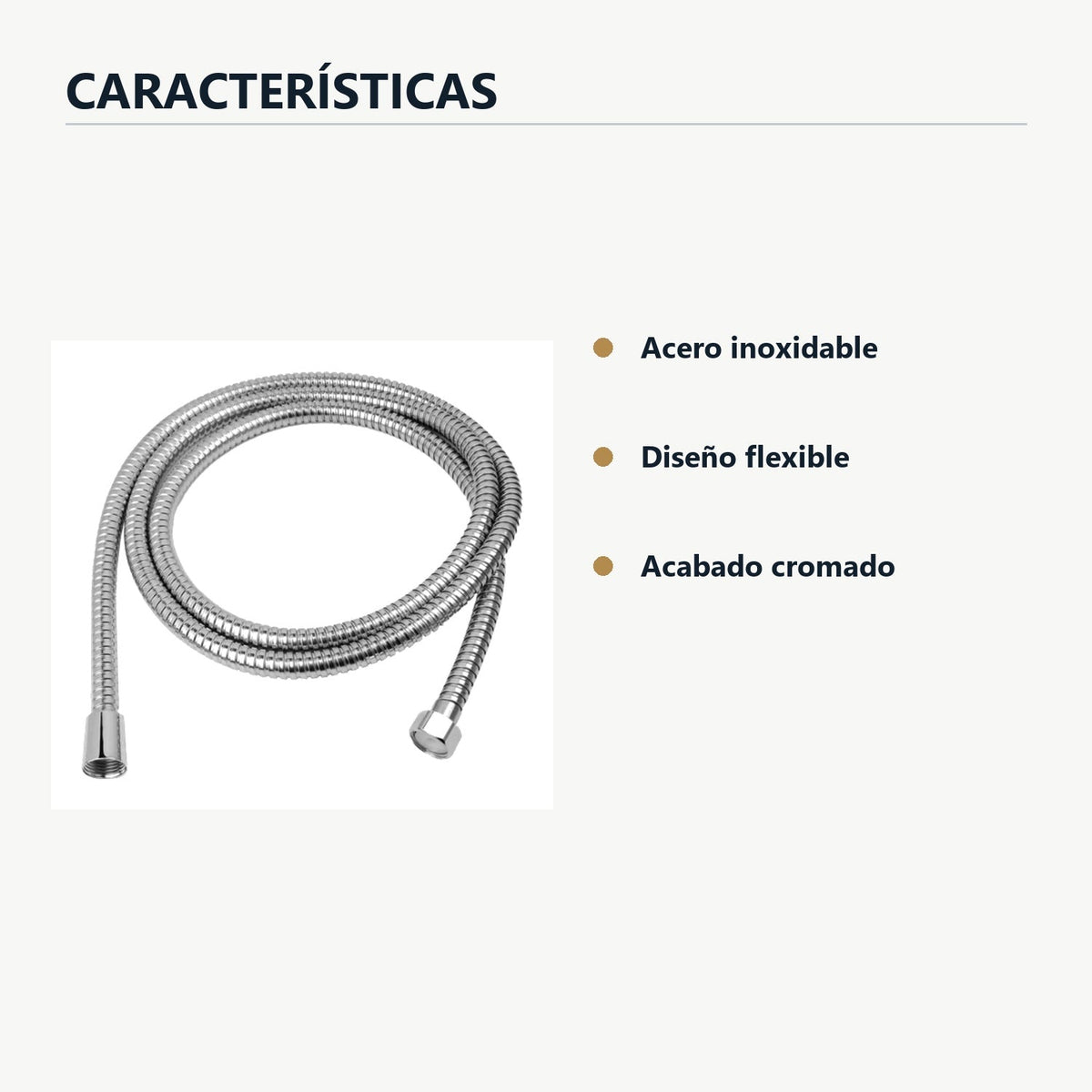 Características de manguera flexible cromada para teleducha de 2 m
