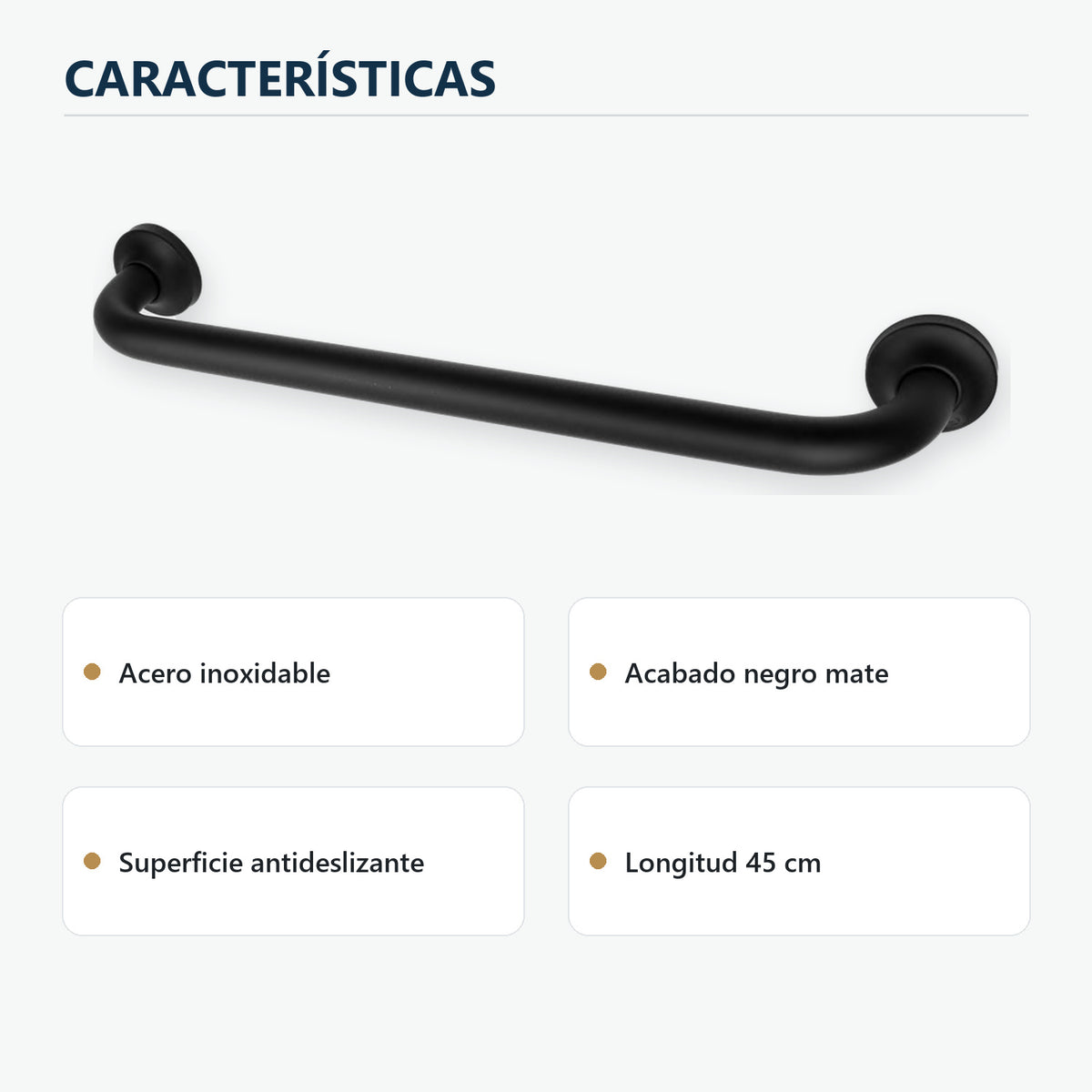 Barra de seguridad antideslizante negra de 45 cm caracter�sticas principales del producto