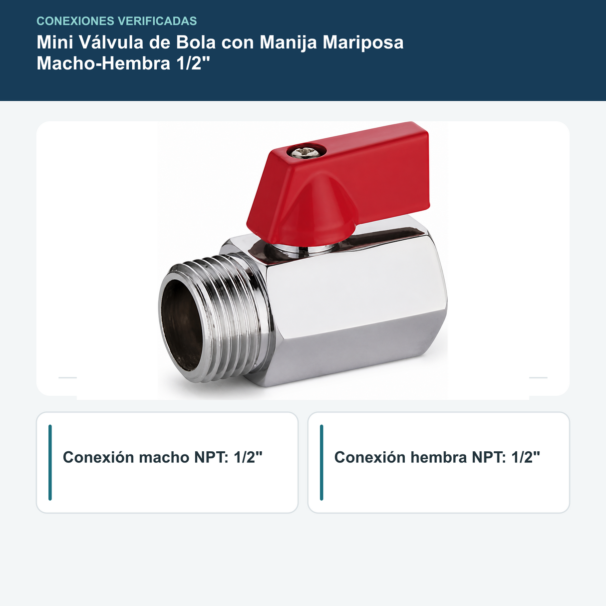 Diagrama de conexión macho-hembra NPT de 1/2 pulgada de mini válvula