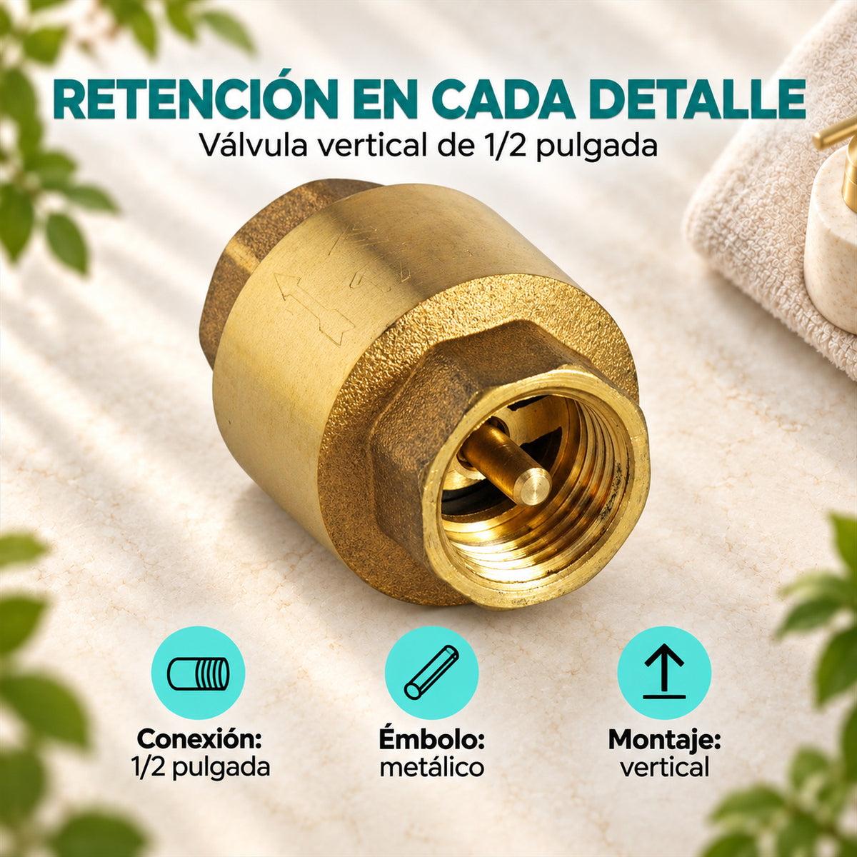 Características de válvula de retención vertical 1/2 pulgada con émbolo metálico