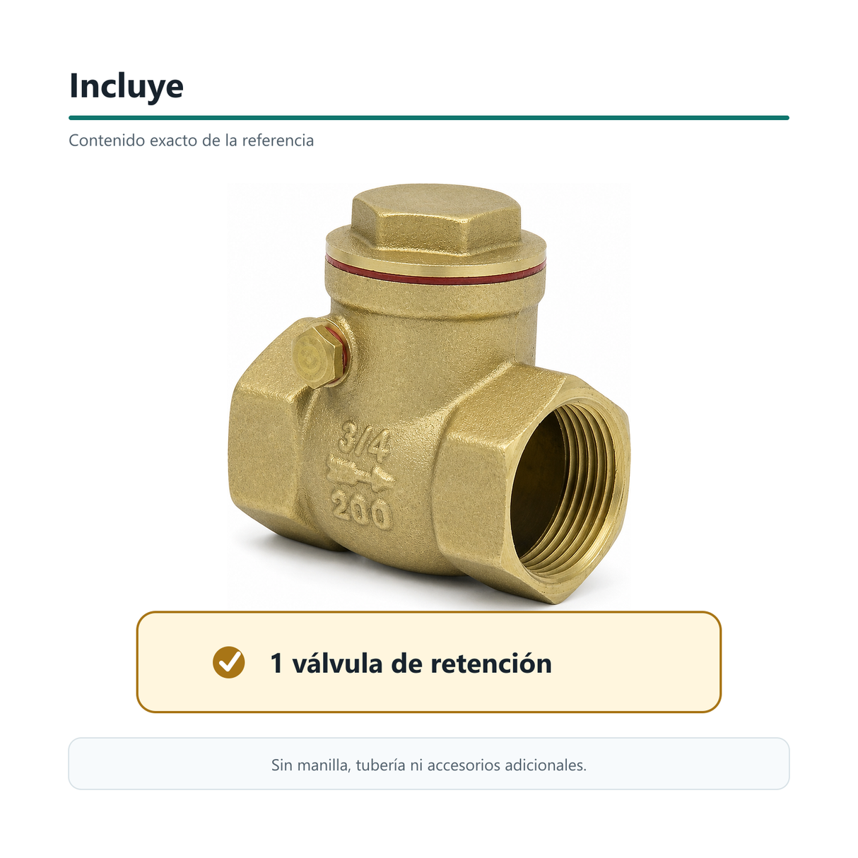 Contenido verificado: una válvula de retención de chapaleta