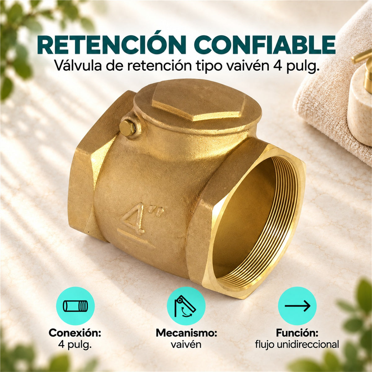 Válvula de retención tipo vaivén de 4 pulg ficha de características