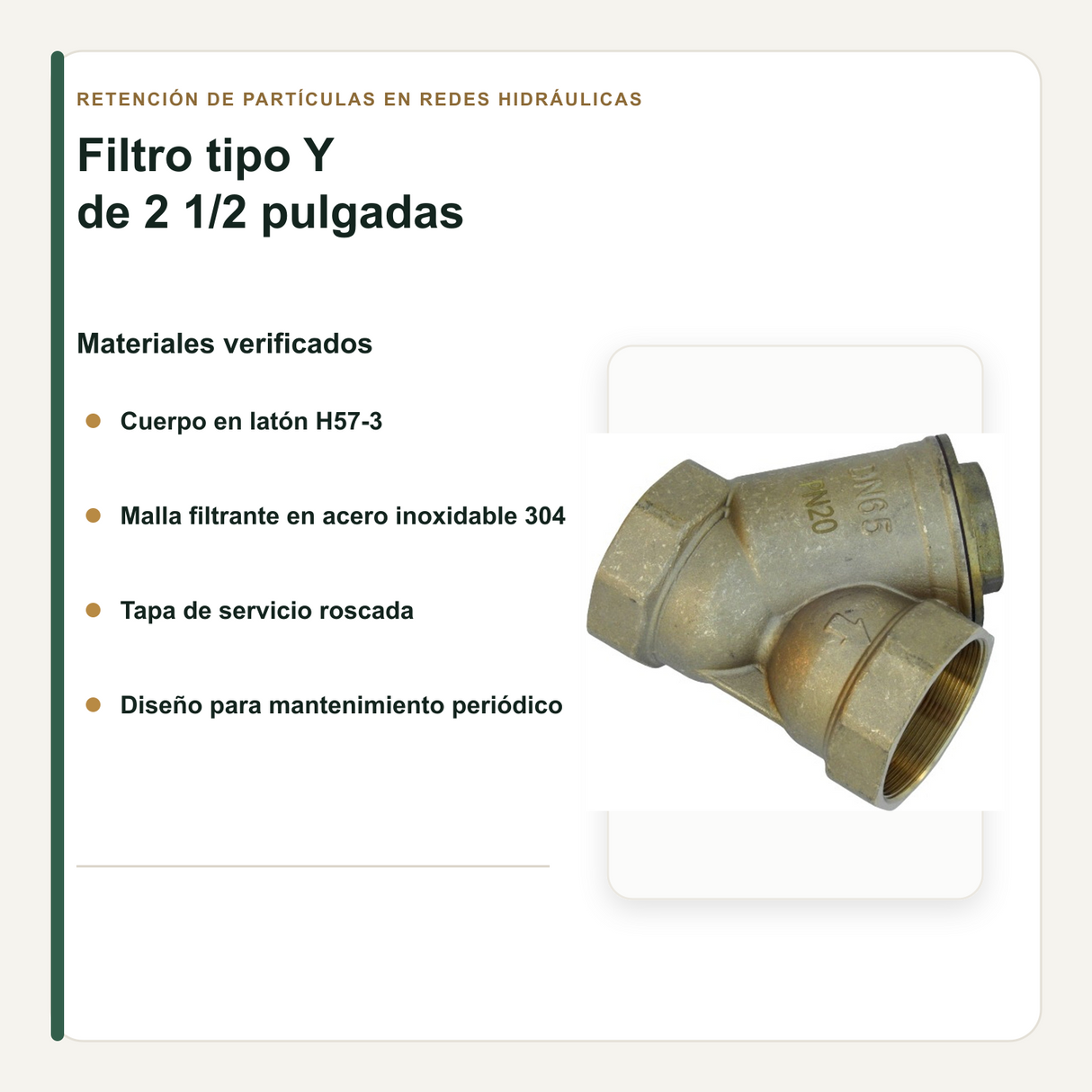 Cuerpo de latón y malla inoxidable del filtro tipo Y de 2 1/2 pulgadas