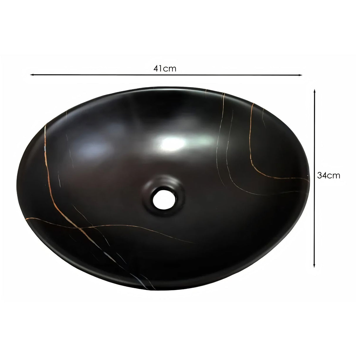 Lavamanos Sobreponer Estadio Negro Mate Veteado 41 x 34 x 14.5 cm | Diseño Moderno Elegante