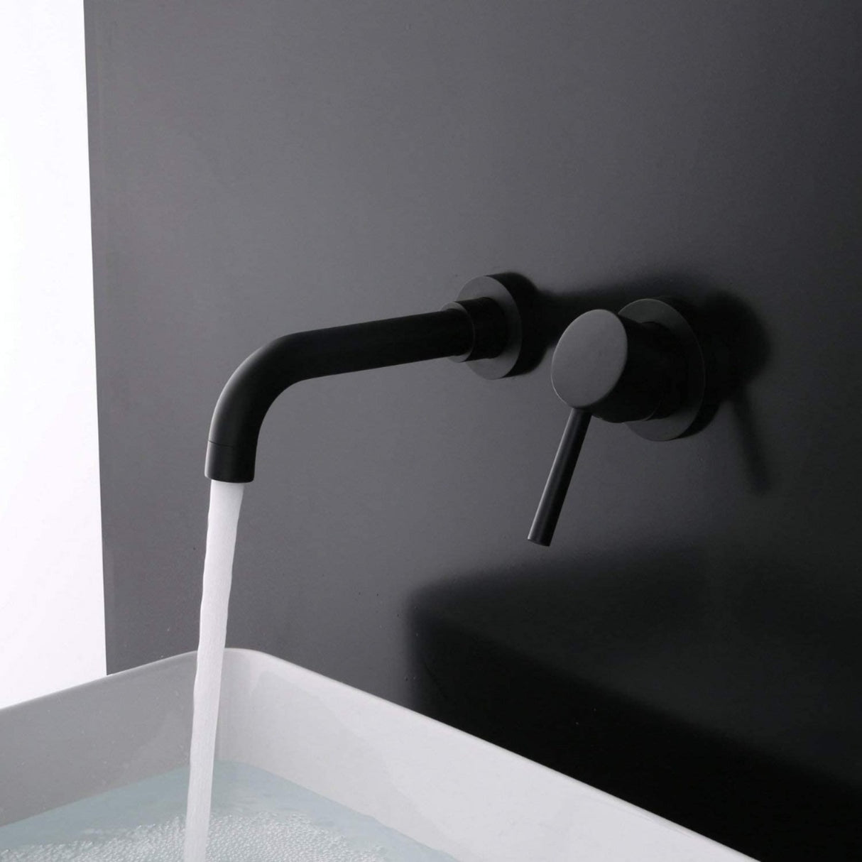 Grifería Monocontrol Lavamanos Pared Negro Mate Vintage