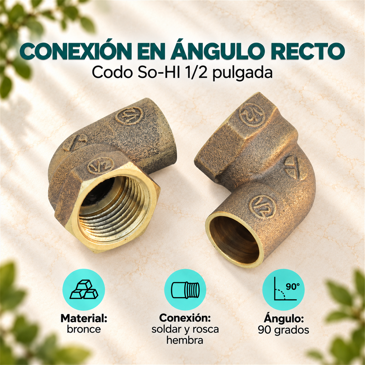 Características de Codo de Bronce So-HI 1/2"