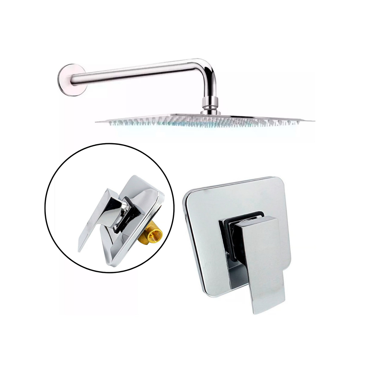 Kit Griferia Ducha Monocontrol Lujo Alta Calidad Cromo 20 x 20 cm