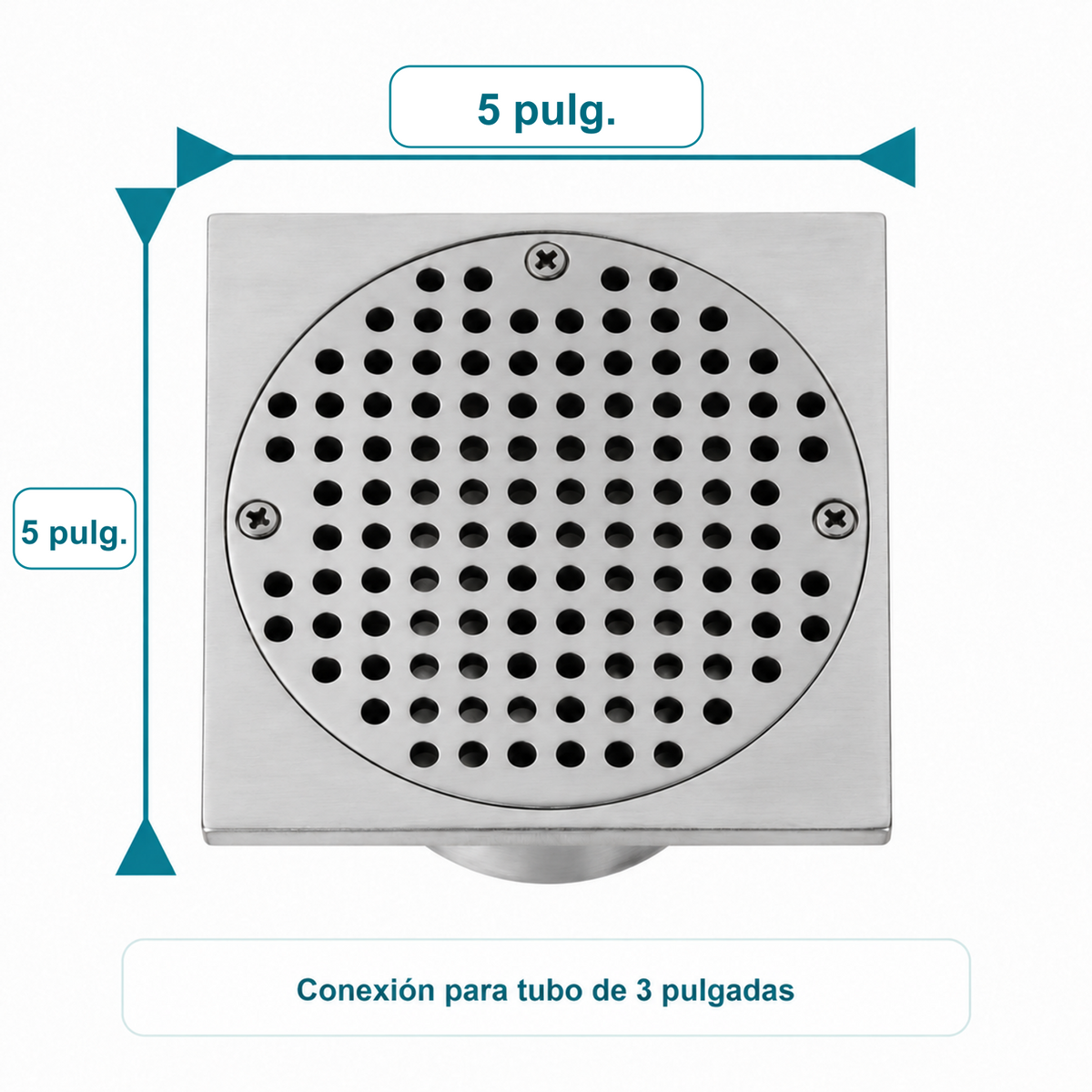 Medidas de rejilla 5 por 5 pulgadas para tubo de 3 pulgadas