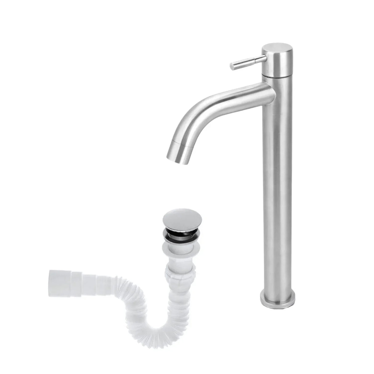 Kit grifería lavamanos poste y desagüe corrugado Push 