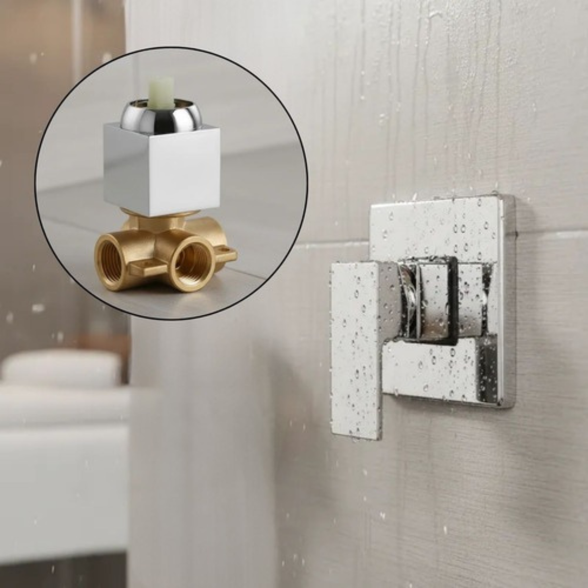 Mezcladora monocontrol p/ducha cuadrado acabado cromo