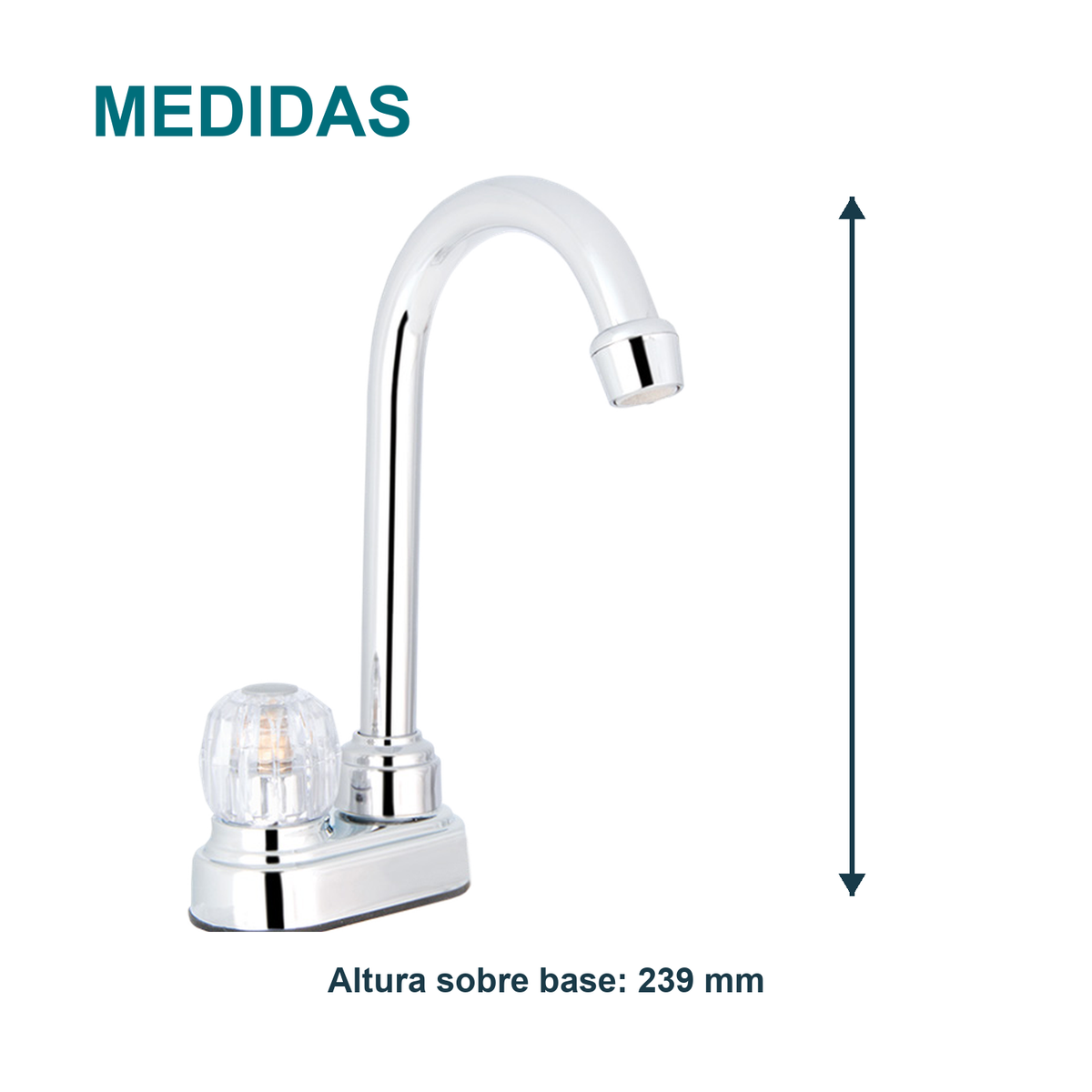 Medida principal de Llave individual para lavaplatos de mesa Aquarius con base plataforma