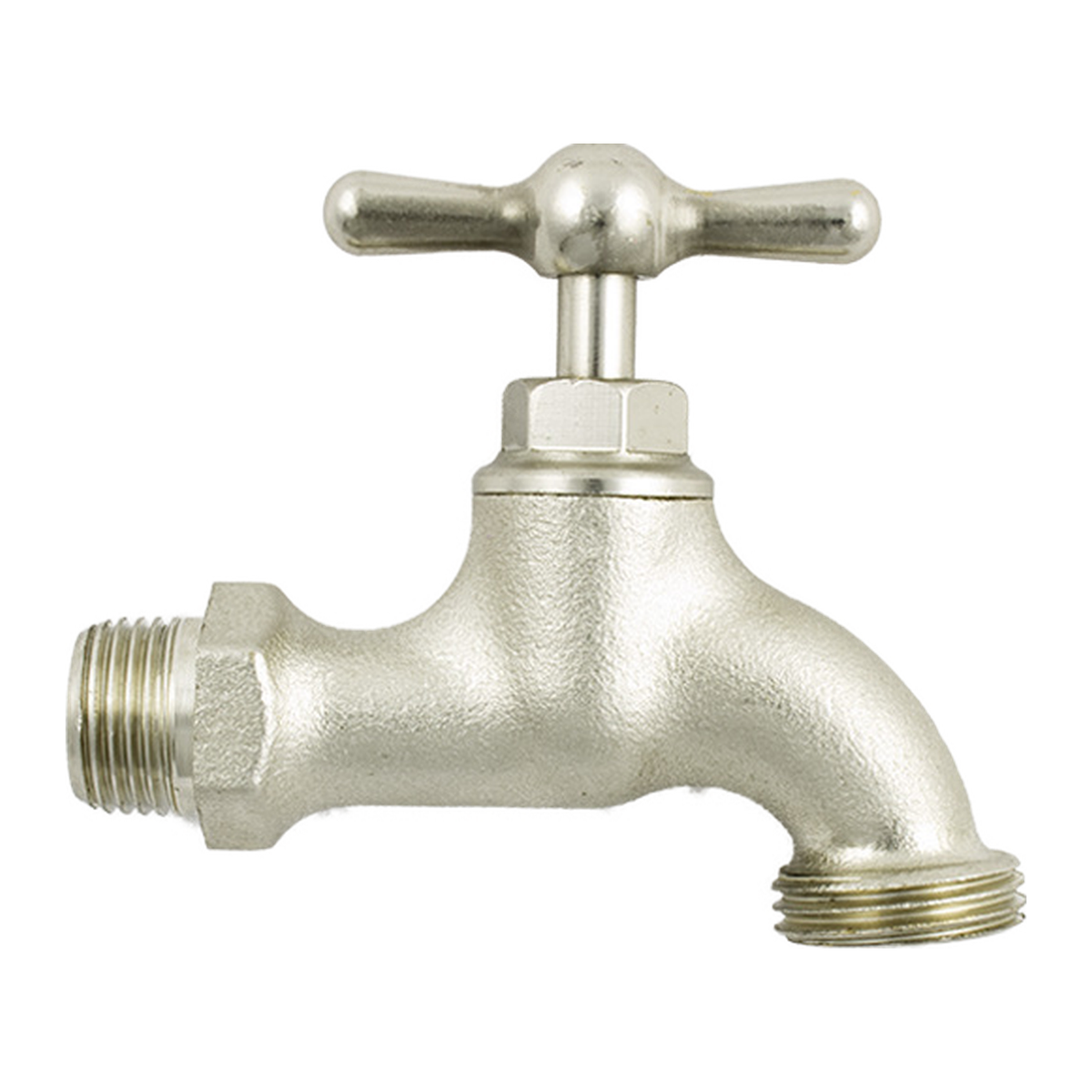 Llave para manguera pesada satín de media pulgada sobre fondo blanco. Satín.