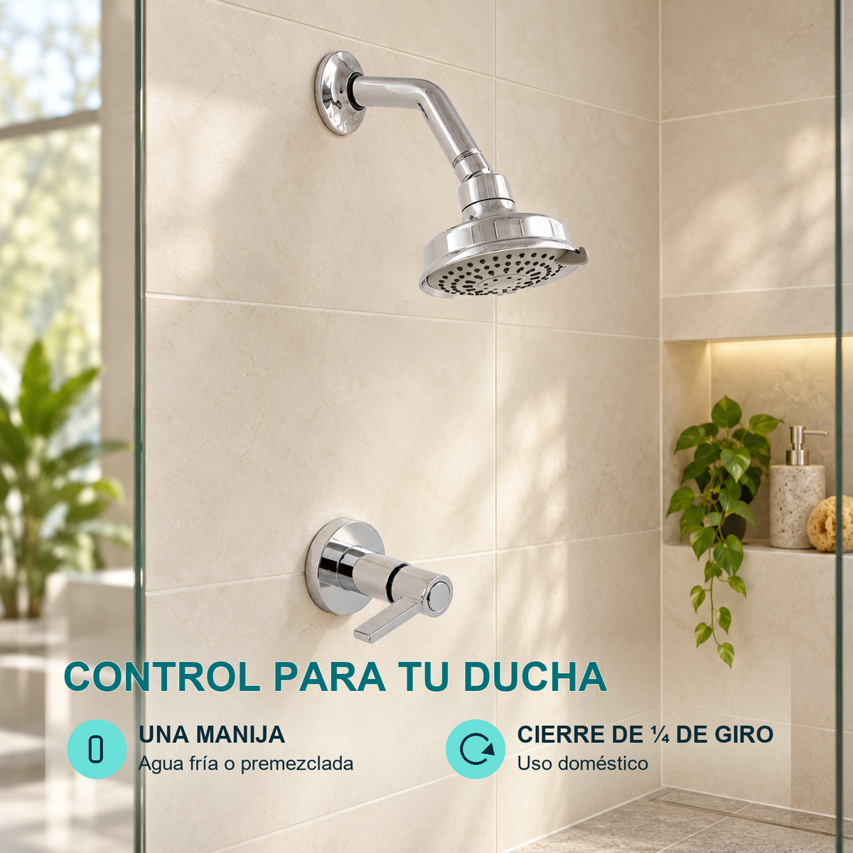 Conjunto registro de ducha Almaguer cromado — características