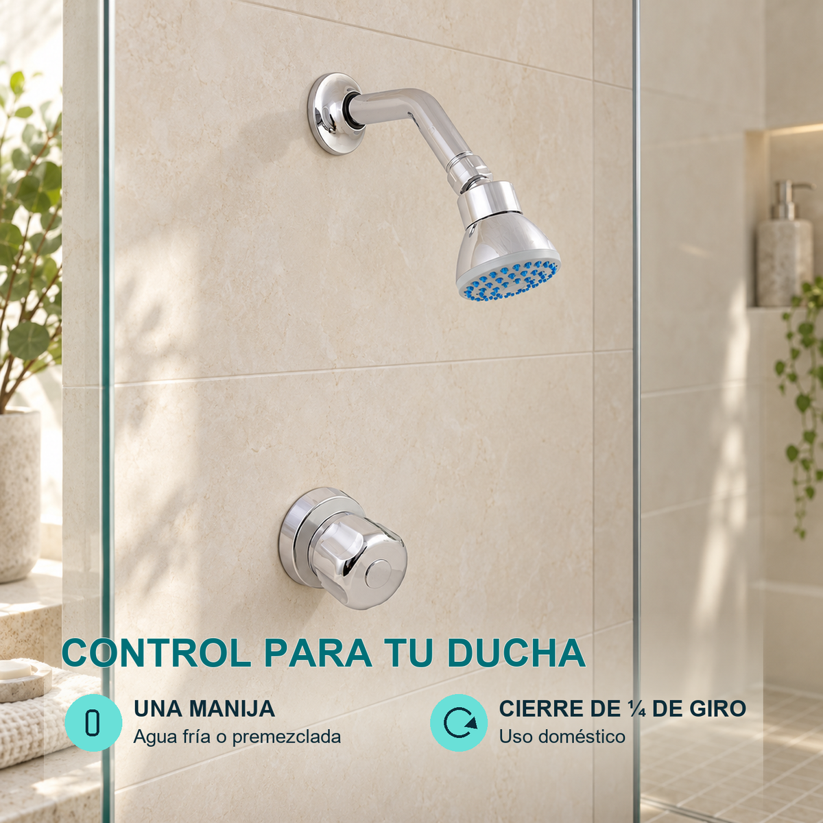 Conjunto registro de ducha Aqua cromado — características