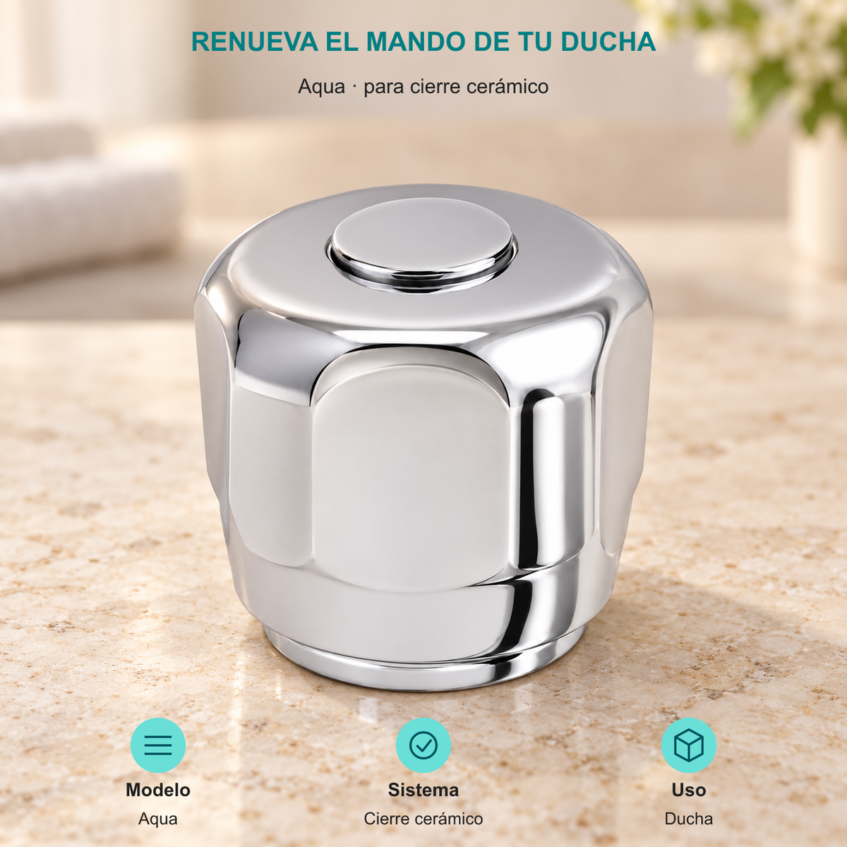 Aqua · para cierre cerámico. Modelo: Aqua. Sistema: Cierre cerámico. Uso: Ducha.