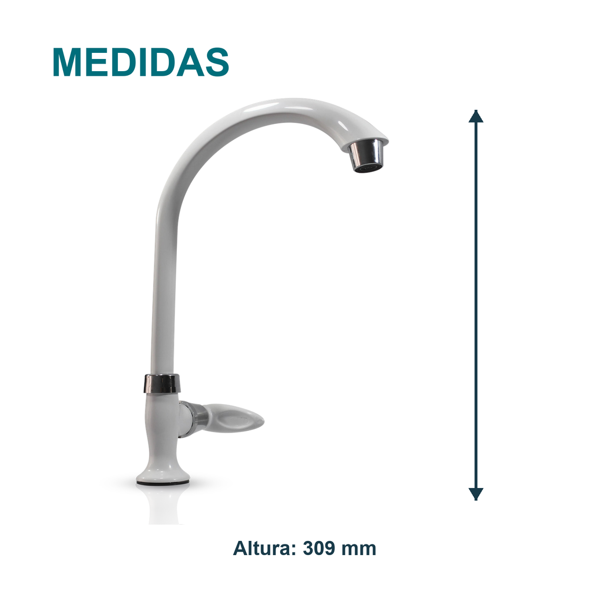Medida principal de Llave individual para lavaplatos de mesa Slim Bianca blanca
