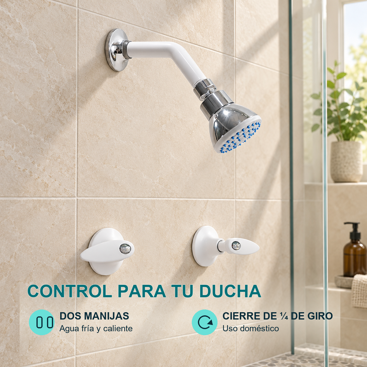 Conjunto mezclador de ducha Slim Bianca de 8 pulgadas blanco y cromado — características