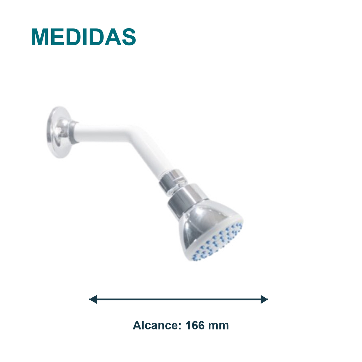 Medida principal de Regadera para ducha Slim Bianca blanca y cromada